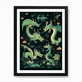 Japanese Dragon Illustration 1 Art Print