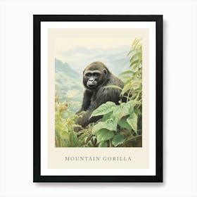 Beatrix Potter Inspired  Animal Watercolour Mountain Gorilla 1 Art Print
