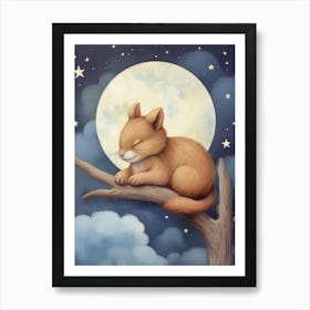 Baby Squirrel 5 Sleeping In The Clouds Art Print