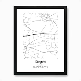 Stegen,Switzerland Minimalist Map Art Print