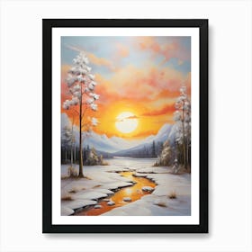 Sunset In The Snow 3 Art Print