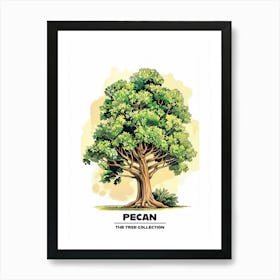 Pecan Tree Storybook Illustration 1 Poster Art Print