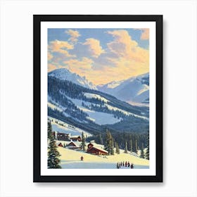 Vail, Usa Ski Resort Vintage Landscape 1 Skiing Poster Art Print