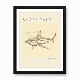 Bull Shark Vintage Illustration 3 Poster Art Print