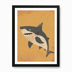 Cute Storybook Style Shark Muted Pastels 1 Art Print