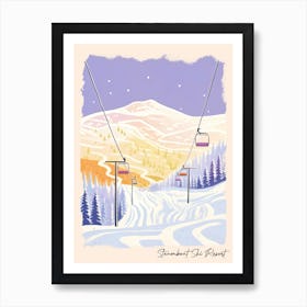 Poster Of Steamboat Ski Resort   Colorado, Usa, Ski Resort Pastel Colours Illustration 3 Art Print