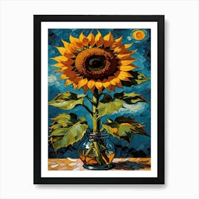 Sunflower Portrait - Inspired By Vincent Van Gogh Art Print