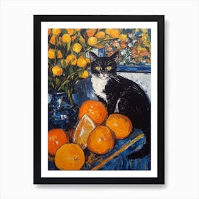 Still Life Of Bouvardia With A Cat 3 Art Print