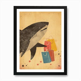 Shopping Shark Muted Pastels 2 Art Print