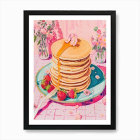 Pink Breakfast Food Pancakes 1 Art Print