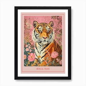 Floral Animal Painting Bengal Tiger 3 Poster Art Print