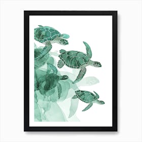 Sea Turtle Turquoise Illustration 2 Art Print