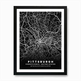 Pittsburgh Pennsylvania Usa Black Map Poster