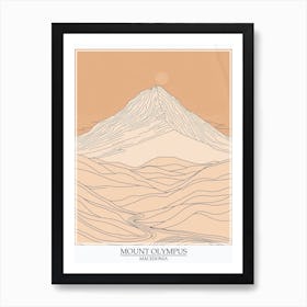 Mount Olympus Macedonia Color Line Drawing 8 Poster Art Print