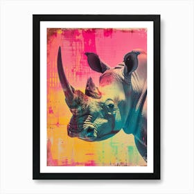 Retro Polaroid Inspired Rhino 2 Art Print