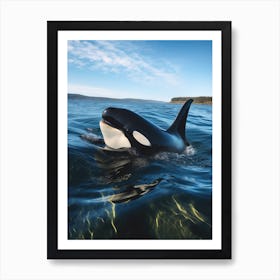 Realistic Photography Of Orca Whale Coming Out Of Ocean 3 Art Print