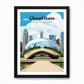 Cloud Gate Chicago Scul Ture Art Illustration Art Print