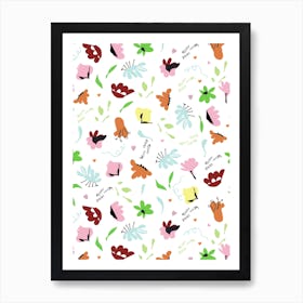 Doodle Colorful Flowers Art Print