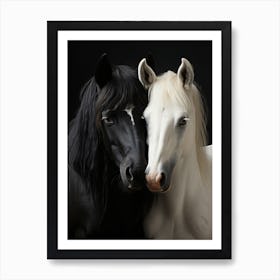 Bw Horses 2 Art Print