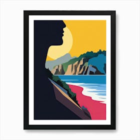 Big Sur California, Usa, Bold Outlines 4 Art Print