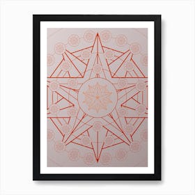 Geometric Abstract Glyph Circle Array in Tomato Red n.0199 Art Print