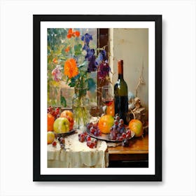 Fruit And Wine Art Print