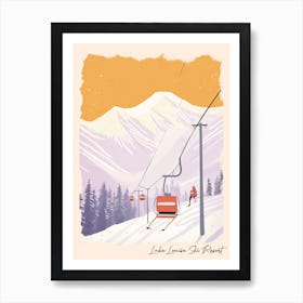 Poster Of Lake Louise Ski Resort   Alberta, Canada, Ski Resort Pastel Colours Illustration 2 Art Print