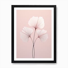 Ginkgo Leaves On Pink Background Art Print