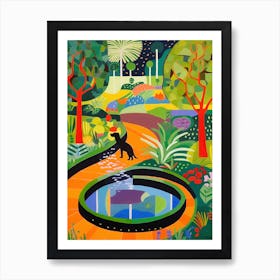 Painting Of A Dog In Cosmic Speculation Garden, United Kingdom In The Style Of Matisse 03 Art Print