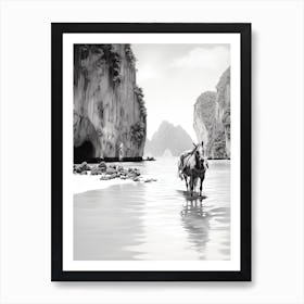 A Horse Oil Painting In Maya Bay, Thailand, Portrait 1 Art Print