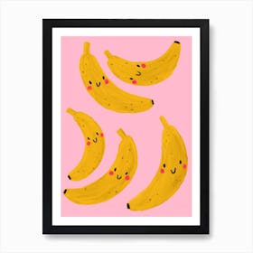 Happy Fruit Go Bananas Art Print