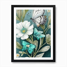 Butterflies And Flowers 6 Art Print