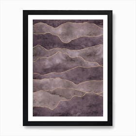 Mountain Range - Vertical Purple Art Print