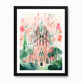 La Sagrada Família   Barcelona, Spain   Cute Botanical Illustration Travel 6 Art Print