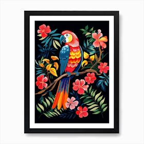 Folk Bird Illustration Parrot 2 Póster