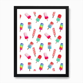 Watercolored Popsicle Pattern Art Print