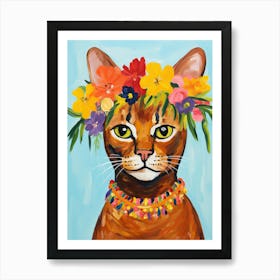 Abyssinian Cat With A Flower Crown Painting Matisse Style 2 Art Print