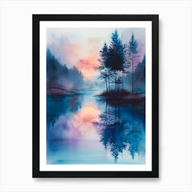 Watercolor Misty Morning Art Print