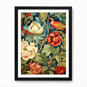 Wallpaper With Birds And Flowers 1 Art Print