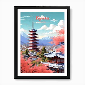 Kyoto Japan In Spring Travel Art Illustration Art Print