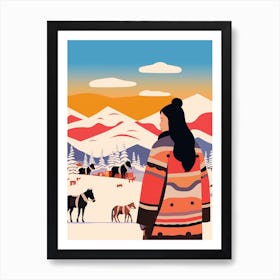 Mongolia 2 Travel Illustration Art Print