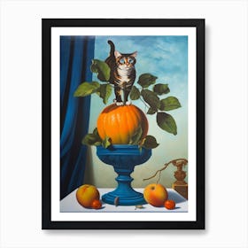 Hydrangea With A Cat 2 Dali Surrealism Style Art Print