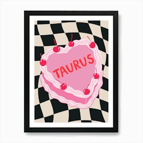 Taurus Zodiac Heart Cake Art Print