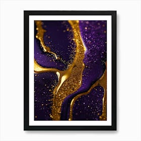 Purple And Gold Abstract Painting Art Print