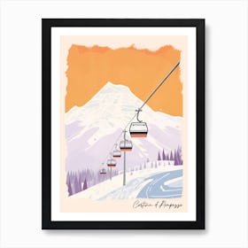 Poster Of Cortina D Ampezzo   Italy, Ski Resort Pastel Colours Illustration 2 Art Print