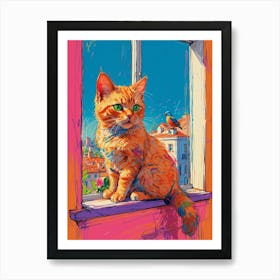 Cat On Window Sill 1 Art Print