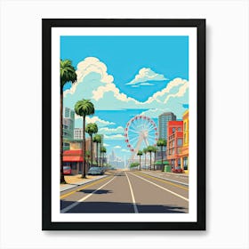 Myrtle Beach South Carolina, Usa, Flat Illustration 4 Art Print