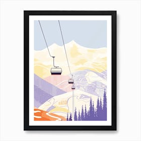 Zell Am See   Kaprun   Austria, Ski Resort Pastel Colours Illustration 0 Art Print