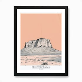 Mount Roraima Venezuela Brazil Color Line Drawing 6 Poster Art Print