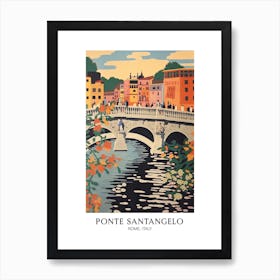 Ponte Sant Angelo, Rome Italy Colourful 3 Travel Poster Art Print